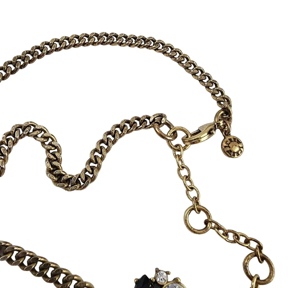 J. Crew Statement Necklace Black and Brilliant Rhinestones A0279